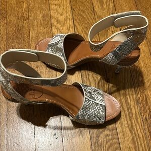 Vince Camuto Snakeskin Pattern Heels in Cream and Brown